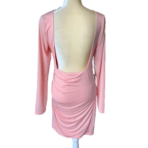 NWT Miss Circle Barbie Pink Backless BodyCon Mini Dress L Night Out Date Night